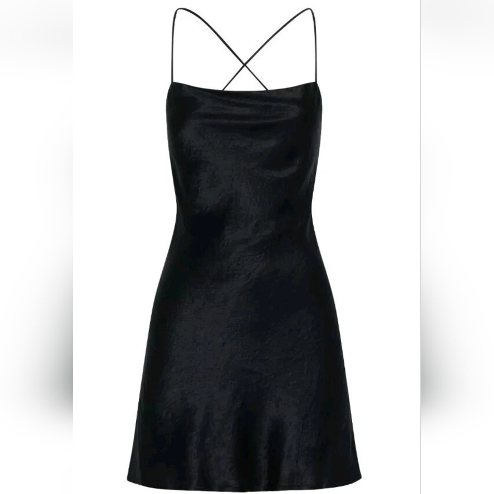 Third Form Crush Bias Cowl Mini Slip Dress Black Size 6 Medium NEW